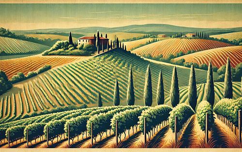 Vintage Wijngaard Sereniteit Poster