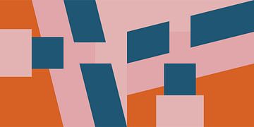 Paysage géométrique moderne abstrait et minimaliste dans un style rétro VII sur Dina Dankers