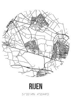 Rijen (Noord-Brabant) | Landkaart | Zwart-wit van Rezona