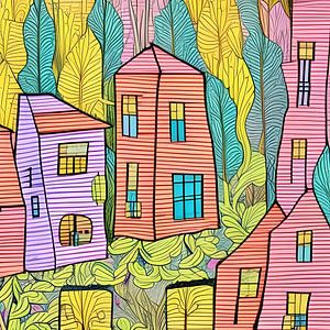 Maison et jardin en couleurs sur Lily van Riemsdijk - Art Prints with Color