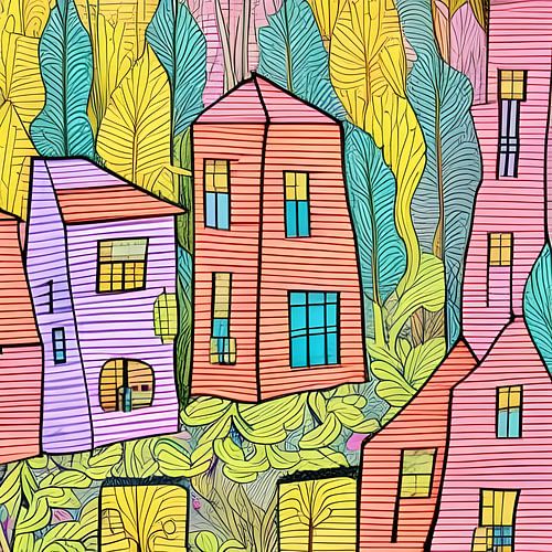 Maison et jardin en couleurs