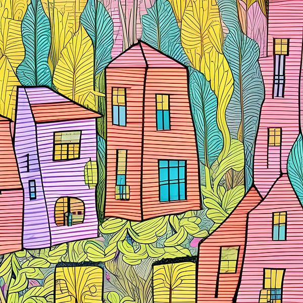 Huis en tuin in kleur van Lily van Riemsdijk - Art Prints with Color