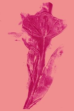 Moderne botanische kunst. Boho Tulp in felle kleuren nr. 7 van Dina Dankers