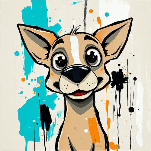 Moderne cartoon hond in urban art stijl - street art illustratie