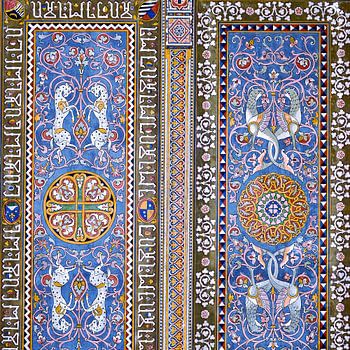 Sierschilderij met dierenmotieven in Siciliaanse art-decostijl