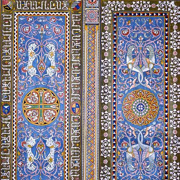 Ornamental painting with animal motifs in Sicilian Art Deco style