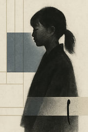 Off-Centre Shōjo Rhythm — charcoal-sumi silhouette by Dream Designs art work