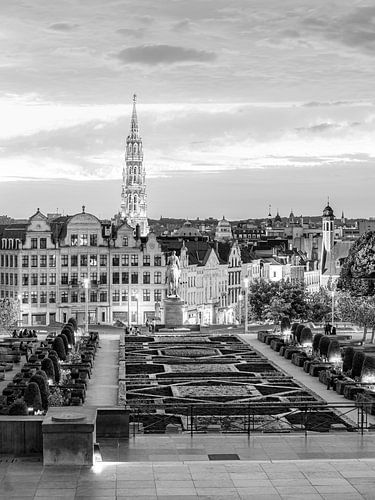 Mont des Arts in Brussels by night - monochrome by Werner Dieterich