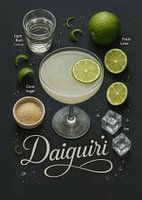 Daiquiri-Cocktail-Poster - Rezept für Rum und Limette