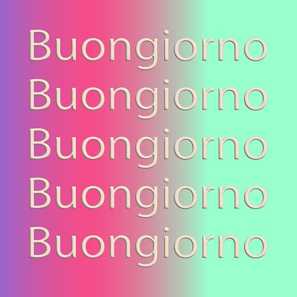 Buongiorno. 70s inspired typography in purple, pink, green gradient by Dina Dankers