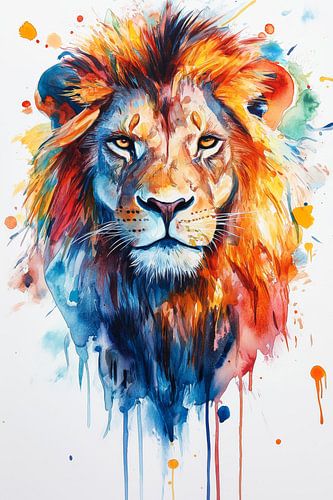Leeuw in aquarelstijl