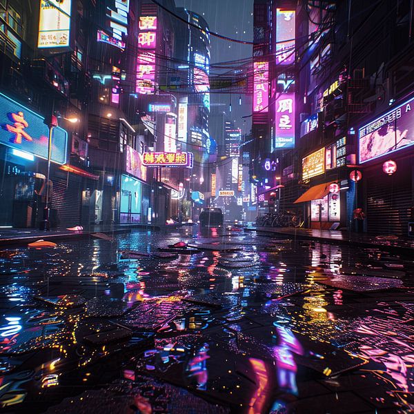 Een cyberpunnk stadslandschap van yepta dwi sutrisno
