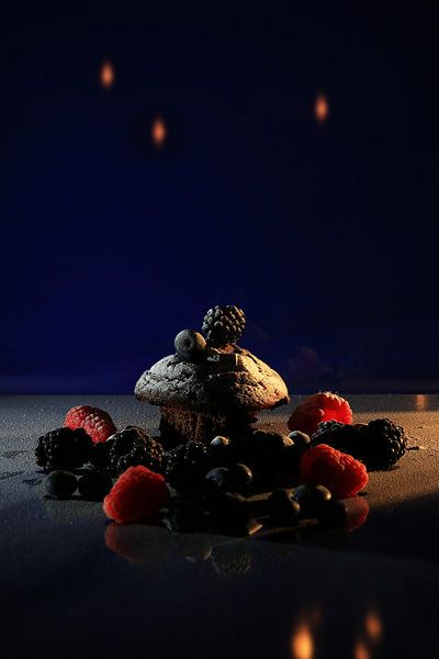 Brownie with red fruit by Diana van Geel