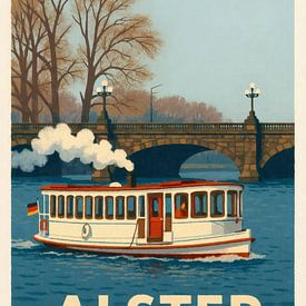 Alster steamer in winter light - Hamburg's waterways by Sabine Wagner