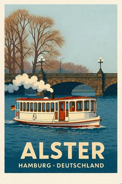 Alster steamer in winter light - Hamburg's waterways by Sabine Wagner