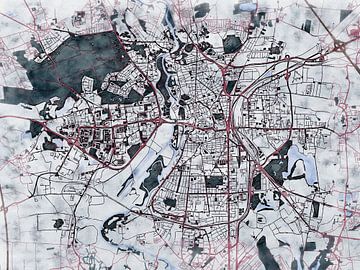 Kaart van Halle (Saale) in de stijl 'White Winter' van Maporia