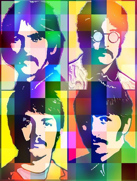 Die Beatles Abstraktes Pop-Art-Portrait von Art By Dominic