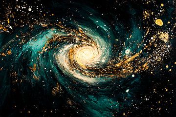 Spiralerende galaxy in kosmische kleuren van Art & Soul Creations