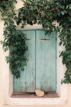 Blue shutters | travel photography print | Paros Greece