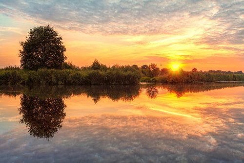 Spiegeltje Zonsondergang Schipsloot / Peizerdiep Roderwolde
