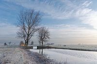 Winterszene mit Brücke und Bäumen