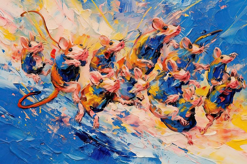 Rodents Running | Modern Artwork by Eye catching paintings