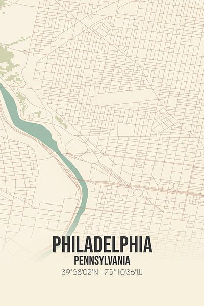 Carte ancienne de Philadelphie (Pennsylvanie), Etats-Unis. par Affiches de lieux