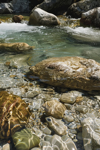 Clear water and smooth stones