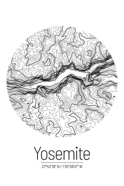 Yosemite Valley | Topographic Map (Minimal) by ViaMapia