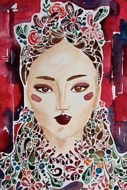 Fragile Fury - girl with a flower crown von Melismart