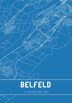 Blauwdruk | Landkaart | Belfeld (Limburg) van MijnStadsPoster