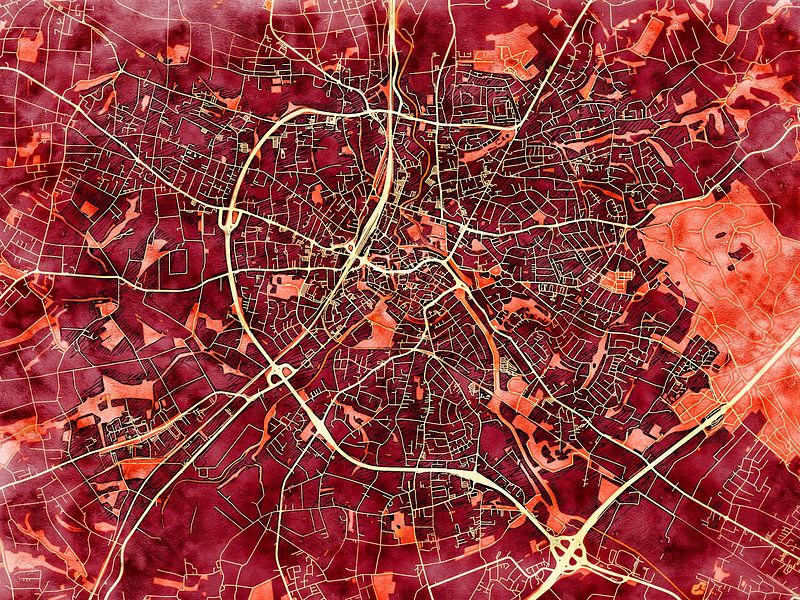Map of Herford with the style 'Amber Autumn' by Maporia