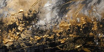 Gold and Black Painting | Oblong | Large Painting Living Room