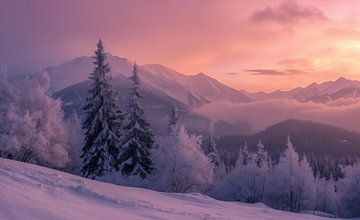 Winterlandschap in het ochtendlicht van fernlichtsicht