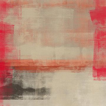 Abstrakte minimalistische Landschaft in Neonpink, Terra, Taupe und Beige