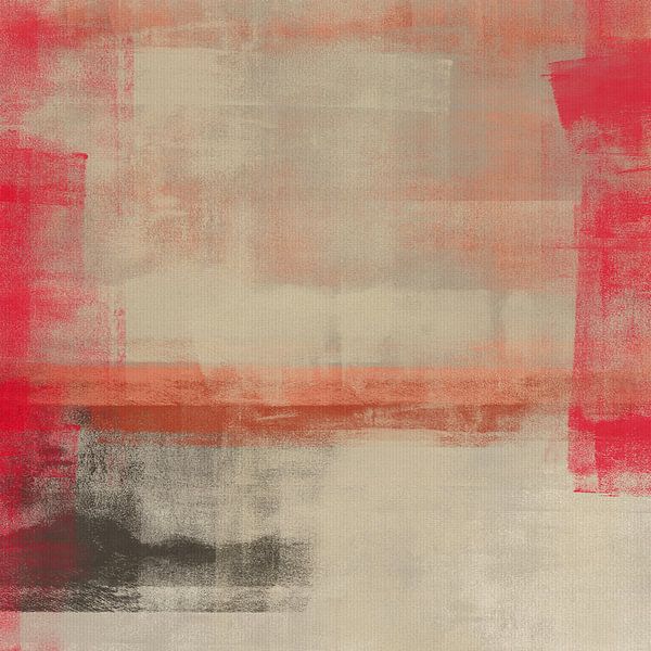 Abstrakte minimalistische Landschaft in Neonpink, Terra, Taupe und Beige von Dina Dankers