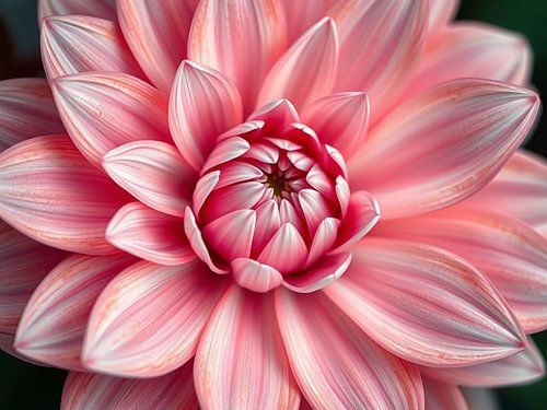 Blozende bloemblaadjes: Een close-up van een levendige roze dahlia in volle bloei, die ingewikkelde lagen en delicate tinten onthult.