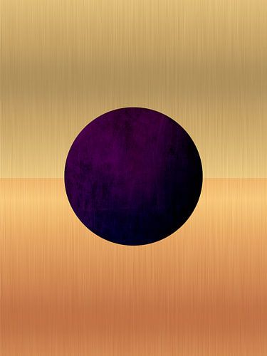 Abstract in paars en goud – abstracte kunst met paarse cirkel