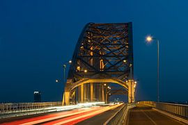 Bridge over river Waal near Nijmegen with light trails by Patrick Verhoef