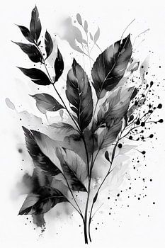 Aquarellierte schwarze Blätter