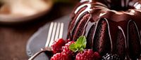 Chocoladetaart met bessen en munt van Poster Art Shop thumbnail