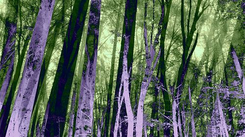 Magic Forest in Green and Lavender Mauve