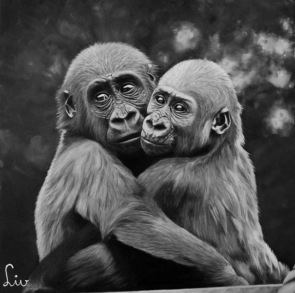 Handbemalte Gorillas von Liv Jongman