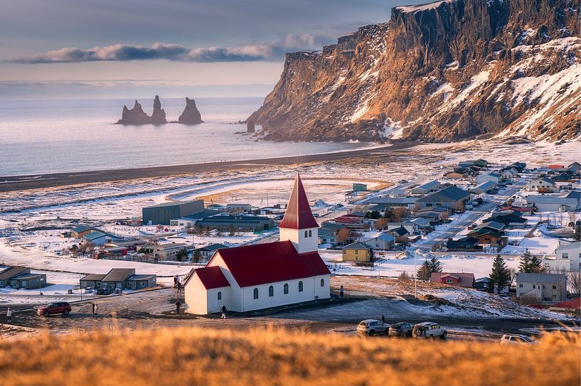 Vík í Mýrdal Village: Icelandic Church and Coastal Beauty in Winter by Arda Acar