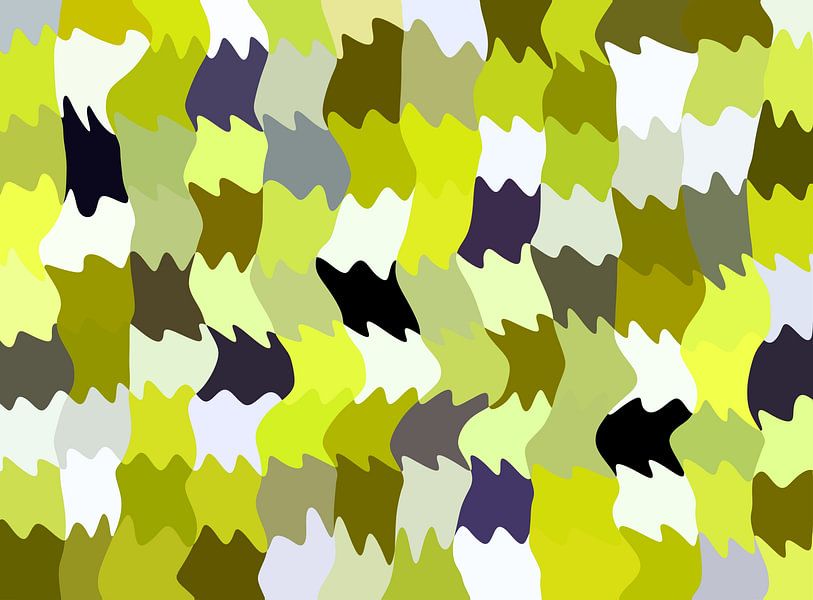 Shakin' Limes (Motif d'onde abstrait en jaune vert) par Caroline Lichthart