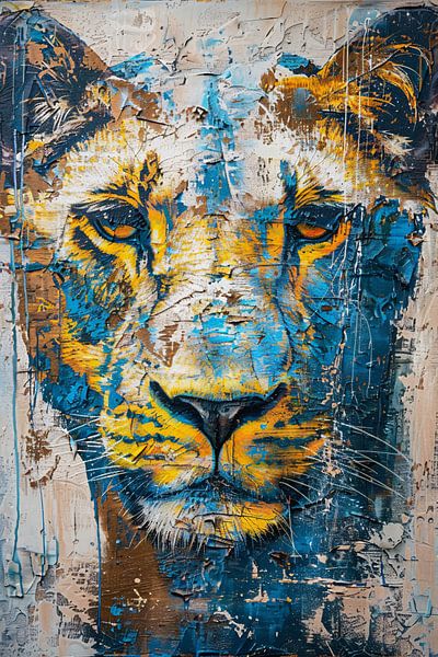 Peinture abstraite d'un lion dynamique par Art & Soul Creations