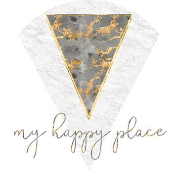 Grafische kunst MARMEREN Mijn happy place | goud  van Melanie Viola