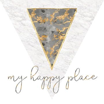 Grafikkunst MARMOR My happy place | gold von Melanie Viola