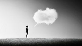 Boy with an empty thought bubble by Frank Heinz