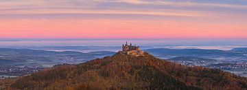 Panorama and sunrise in autumn at Hohenzollern Castle